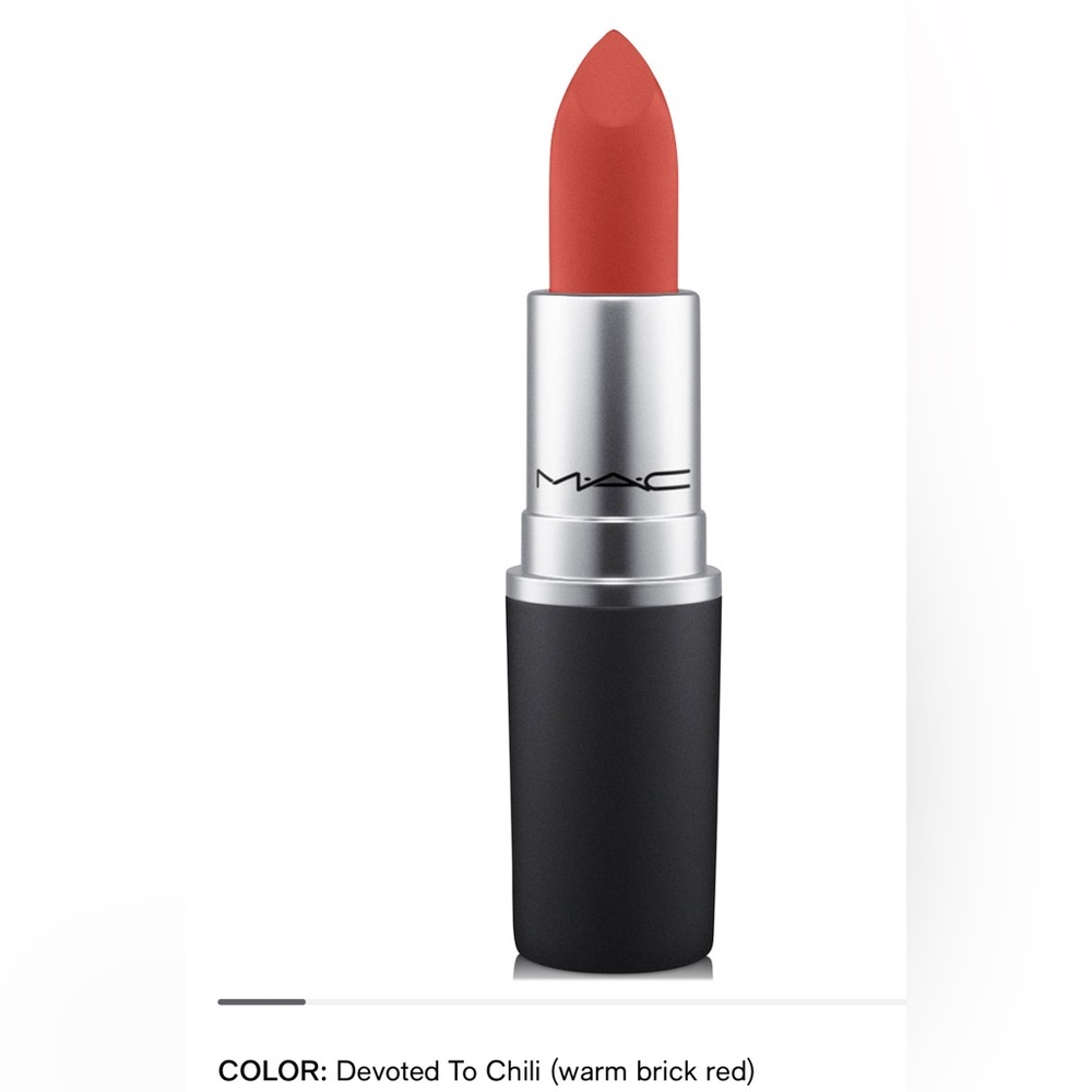 NWB💄MAC Powder Kiss Lipstick 👄💄 COLOR: Devoted To Chili (warm brick red)💋